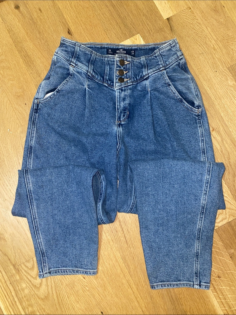 hollister ultra high rise 80s mom jean vintage stretch woman size 7 R w 28, l 26 - Picture 2 of 6